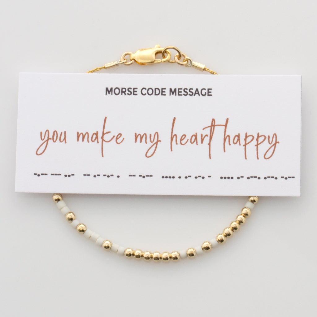 &quot;You Make My Heart Happy&quot; Morse Code Bracelet