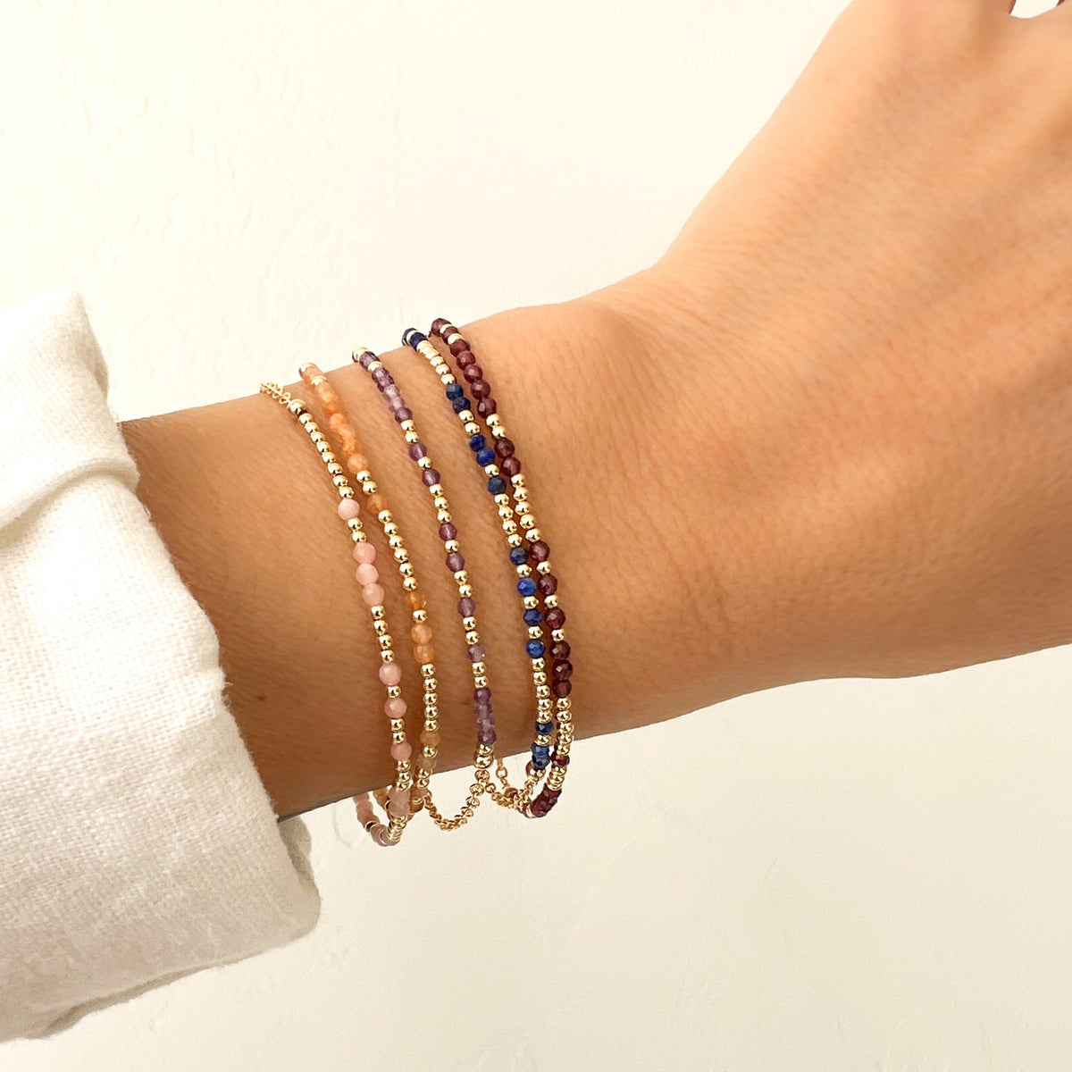 Mini Gemstone Morse Code Bracelet