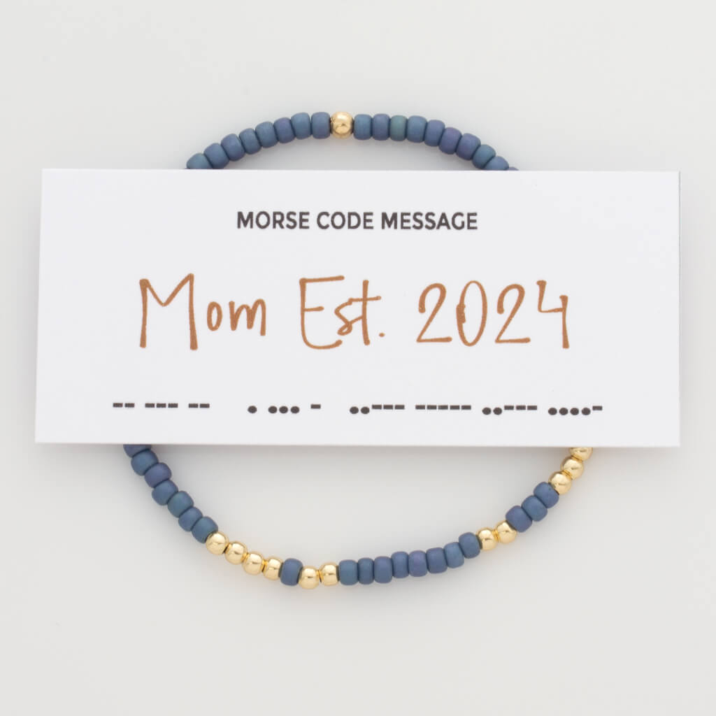 &quot;Mom Est.&quot; Endless Morse Code Bracelet