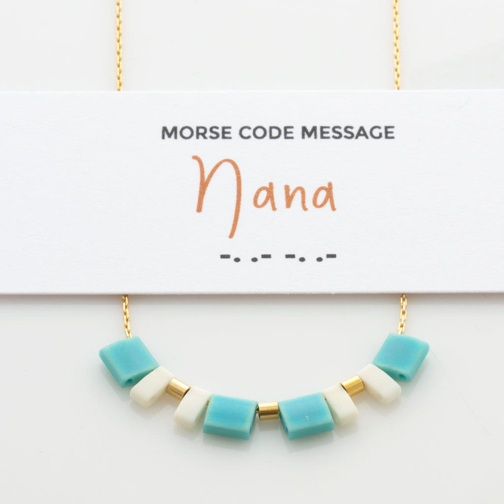 Color Block Morse Code &quot;Nana&quot; Necklace