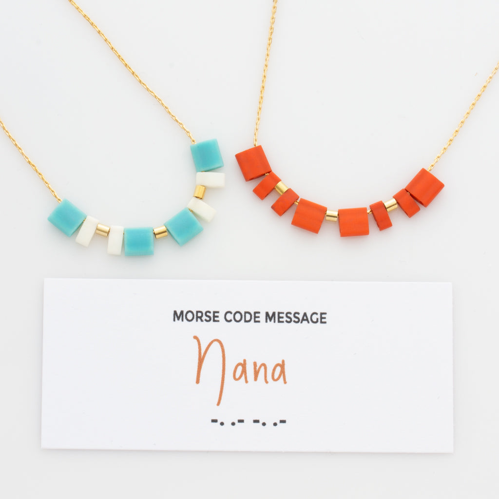 Color Block Morse Code &quot;Nana&quot; Necklace