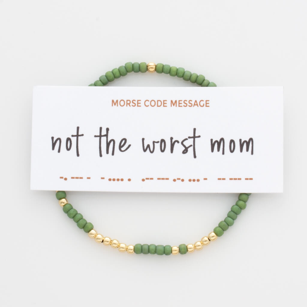 &quot;Not The Worst Mom&quot; Endless Morse Code Bracelet