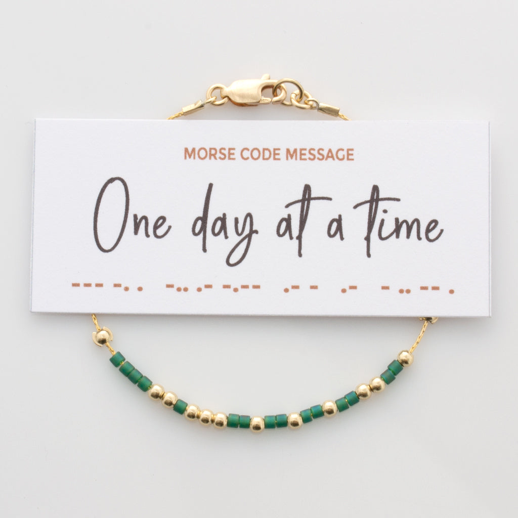 &quot;One Day At A Time&quot; Morse Code Bracelet