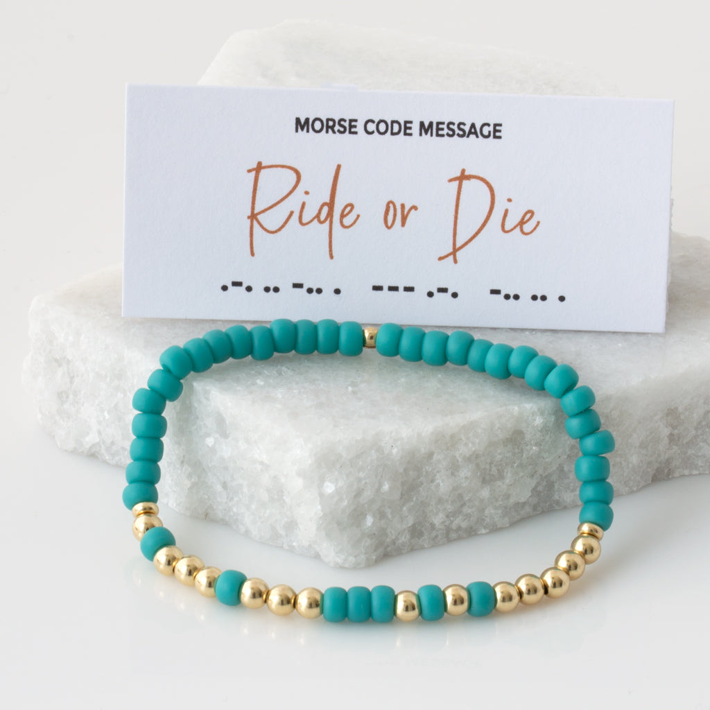 &quot;Ride or Die&quot; Bubble Morse Code Bracelet