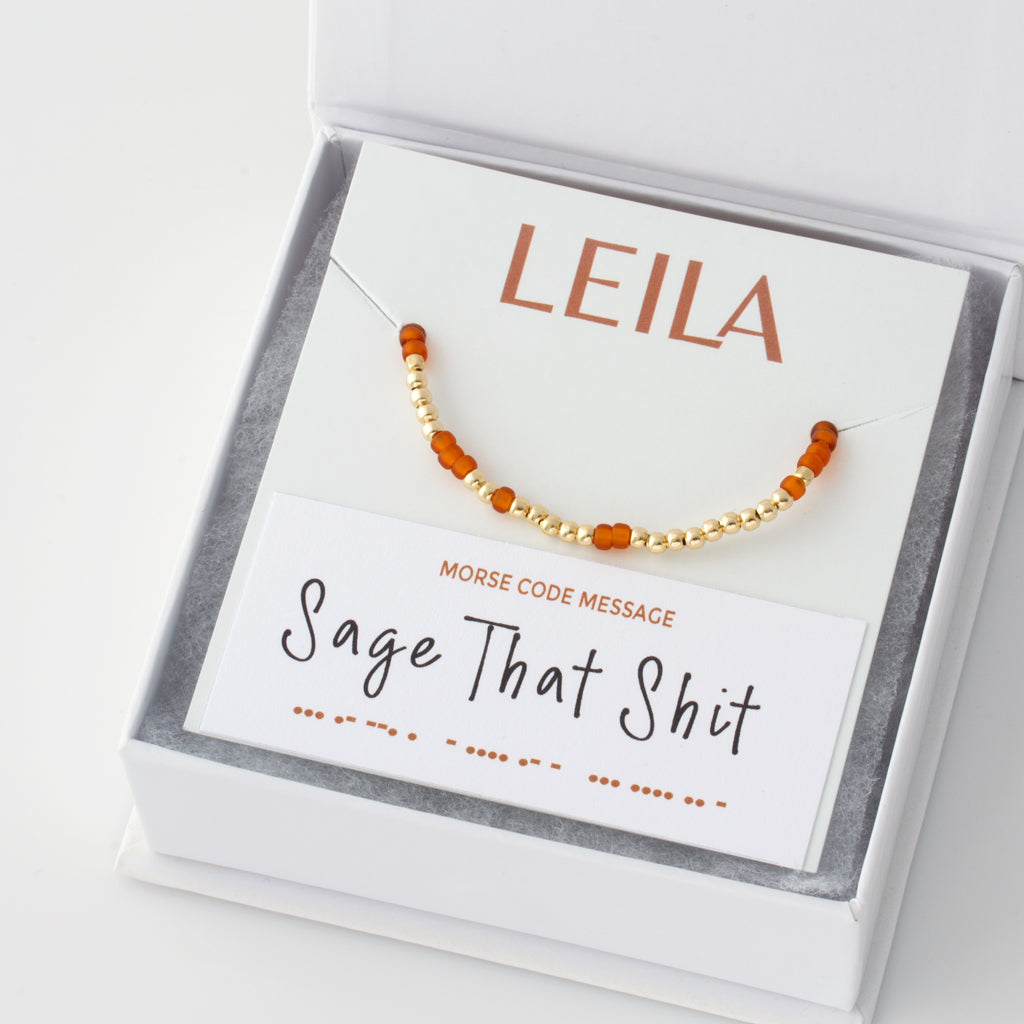 "Sage That Shit" Endless Morse Code Bracelet