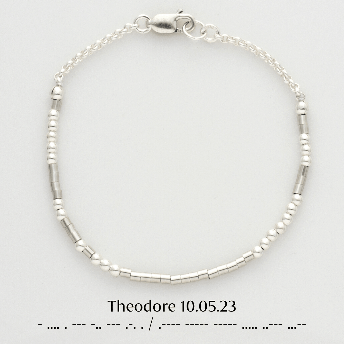 Custom Silver Morse Code Bracelet