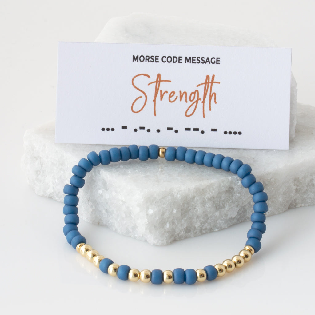 &quot;Strength&quot; Bubble Morse Code Bracelet