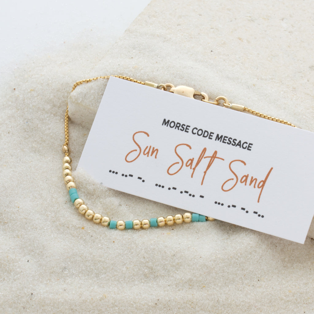 &quot;Sun Salt Sand&quot; Morse Code Bracelet