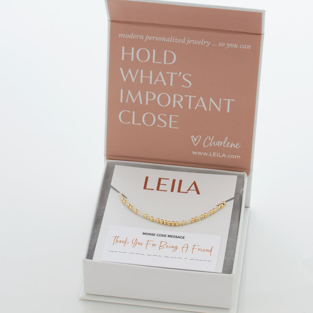 &quot;Thank You For Being A Friend&quot; Morse Code Bracelet