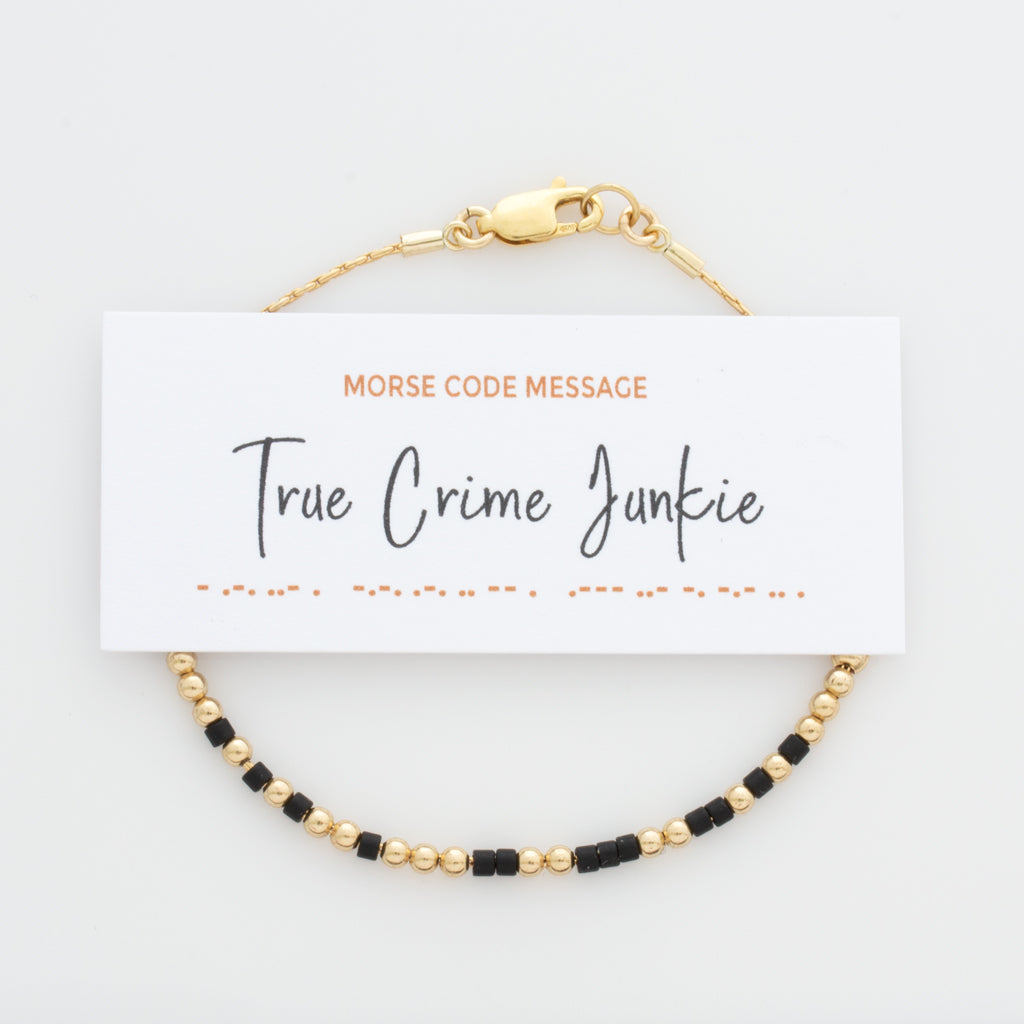 &quot;True Crime Junkie&quot; Morse Code Bracelet