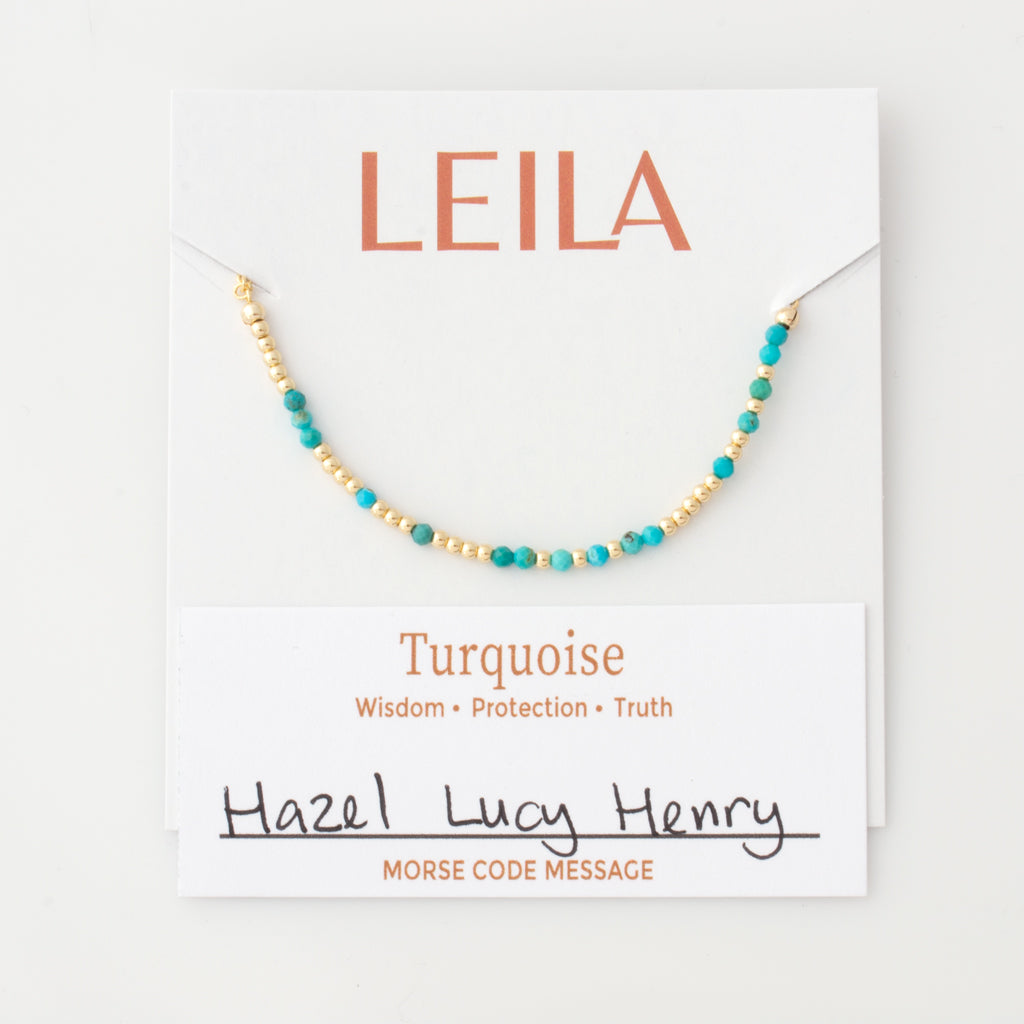 Mini Turquoise Morse Code Bracelet