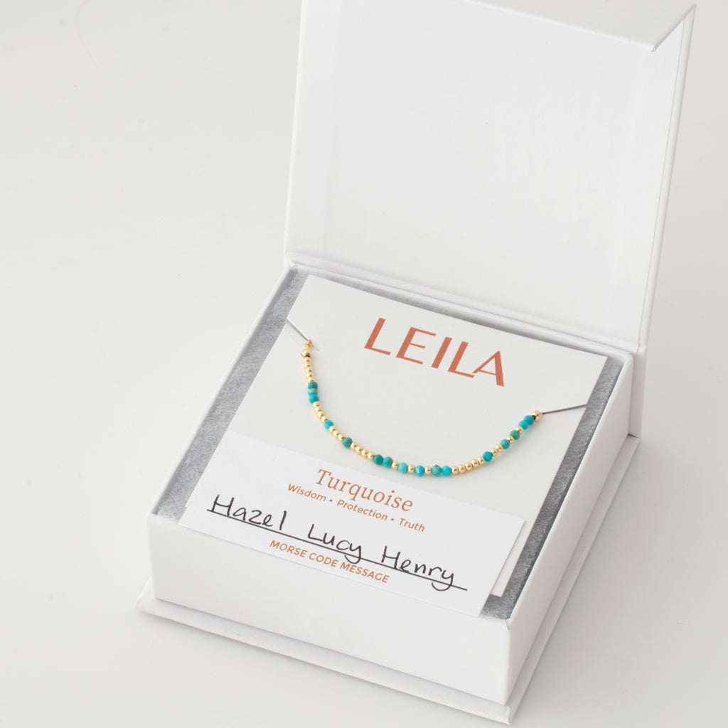 Mini Gemstone Morse Code Bracelet
