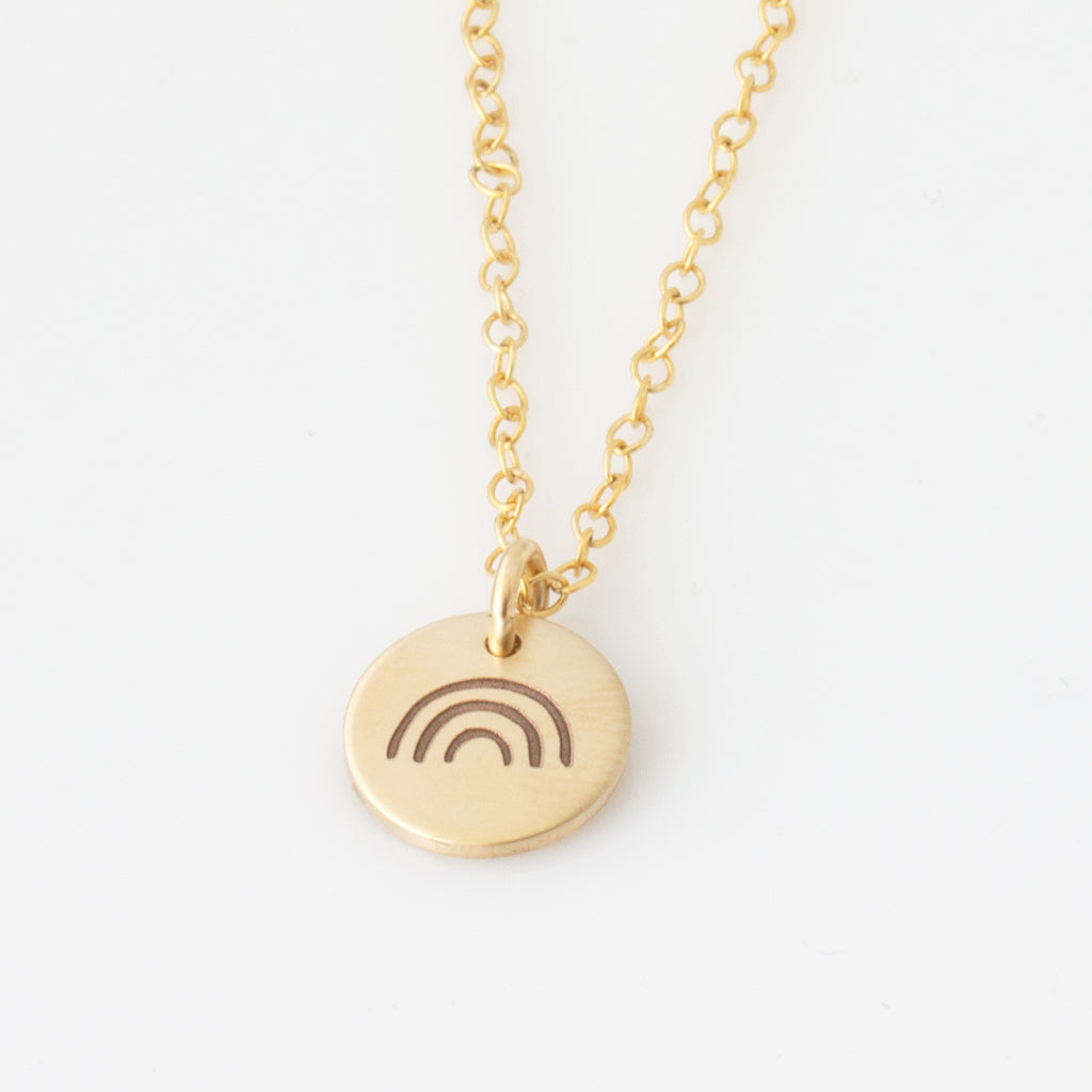 Angel Wings and Rainbow Mini Disc Necklace