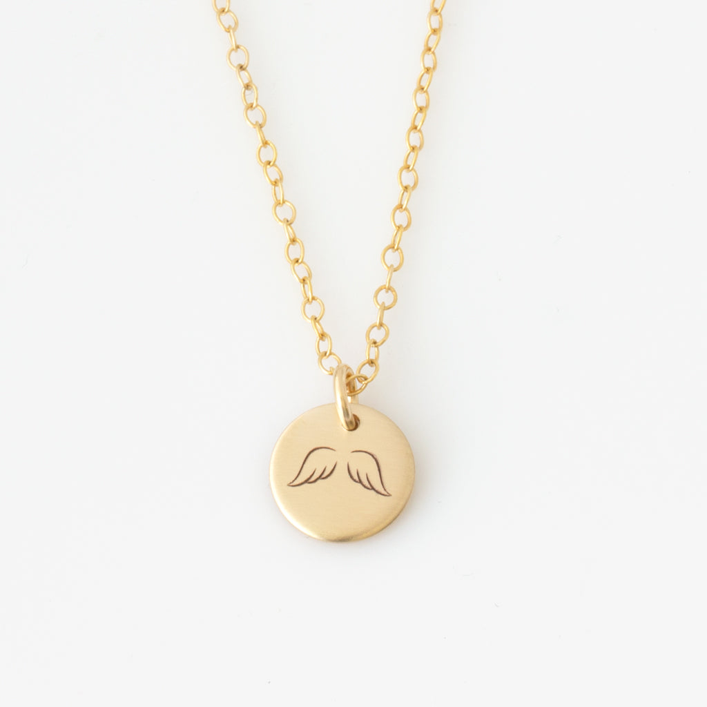 Angel Wings and Rainbow Mini Disc Necklace