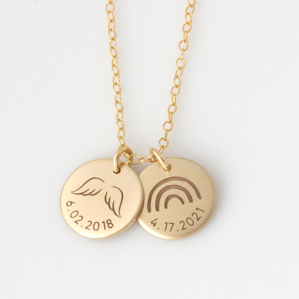 Angel Wings and Rainbow Date Necklace