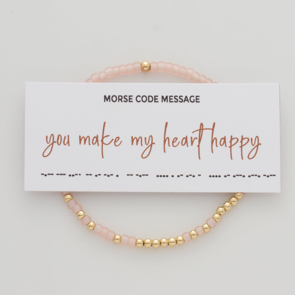 &quot;You Make My Heart Happy&quot; Endless Morse Code Bracelet