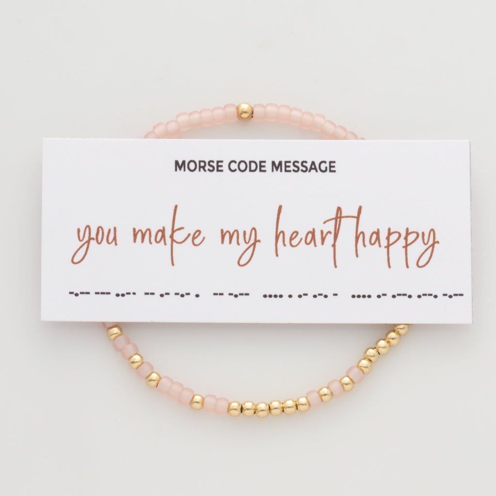 &quot;You Make My Heart Happy&quot; Endless Morse Code Bracelet