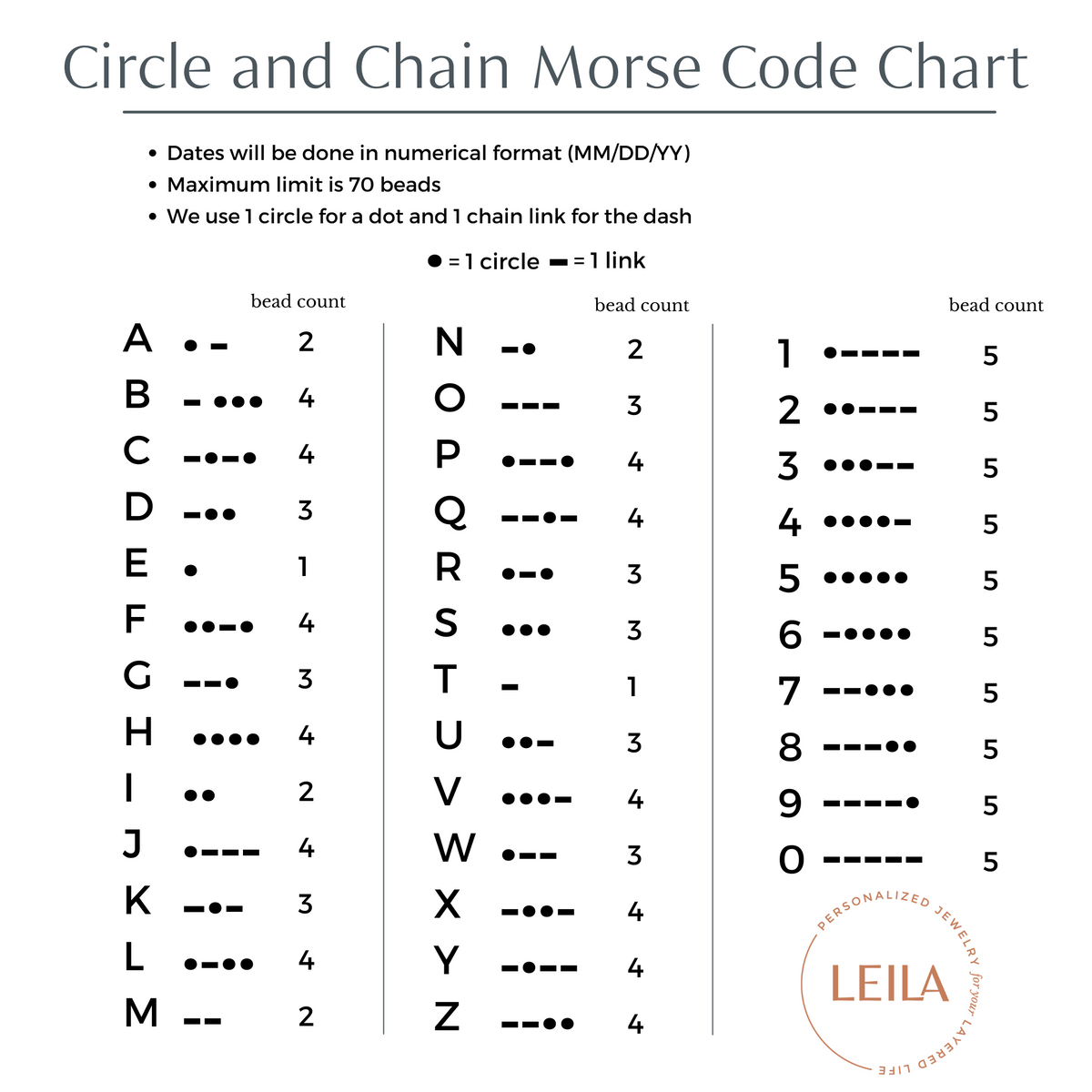 Circle and Chain Morse Code Necklace