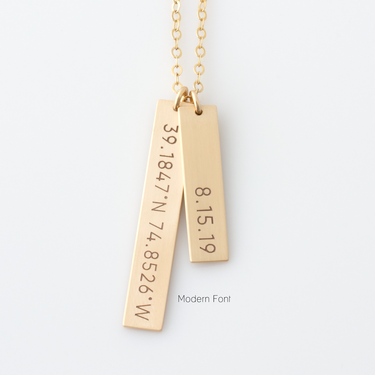 Coordinates and Date Bar Necklace
