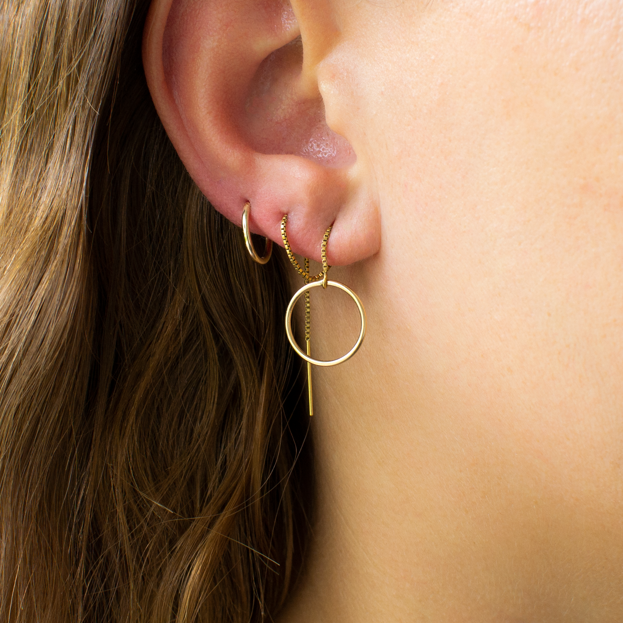 Delicate Threader Hoop Earrings Gold