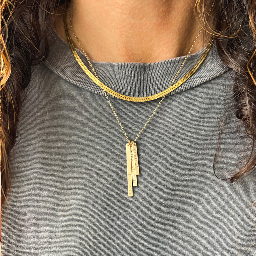 Layered Ultra Skinny Vertical Bars Necklace