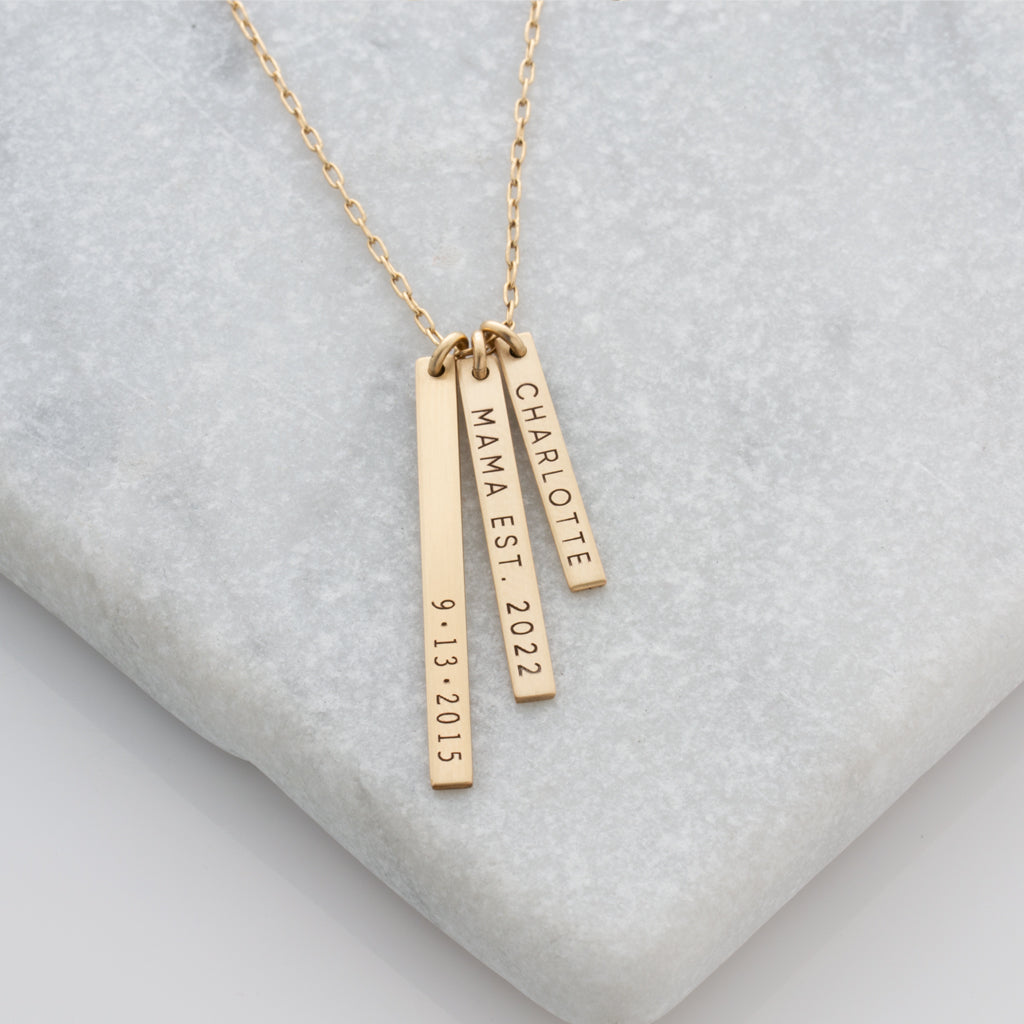 Layered Ultra Skinny Vertical Bars Necklace