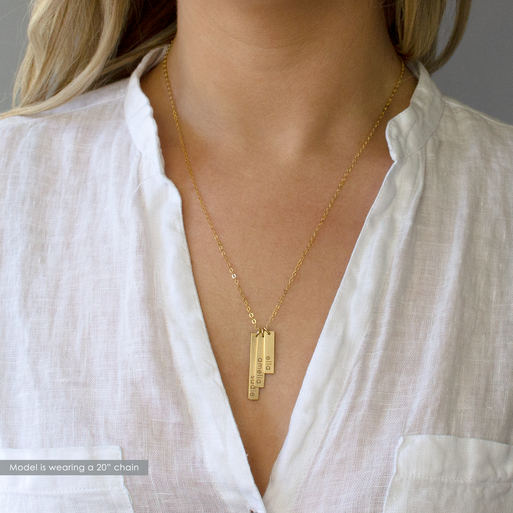 Layered Skinny Vertical Bars Necklace - LEILA Layered Skinny Vertical Bars Necklace - LEILA