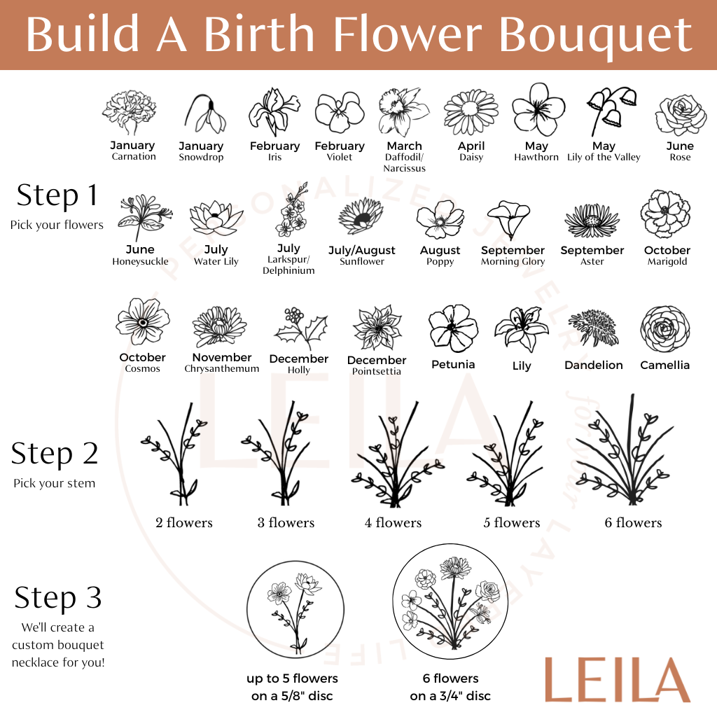 Birth Flower Bouquet Necklace