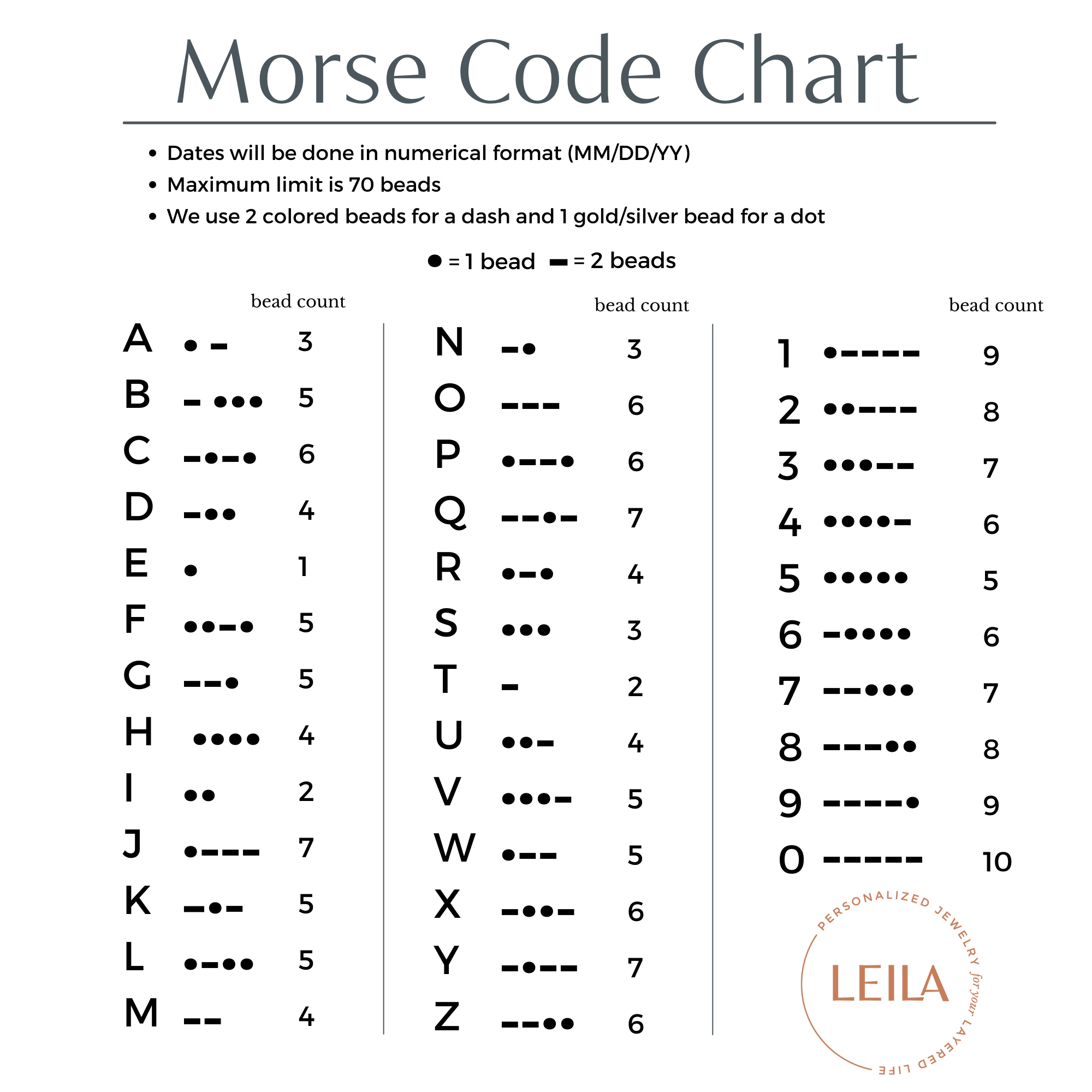 morse-code-necklace-leila for Free Printable Morse Code Chart Morse Code Necklace - LEILA for Free Printable Morse Code Chart