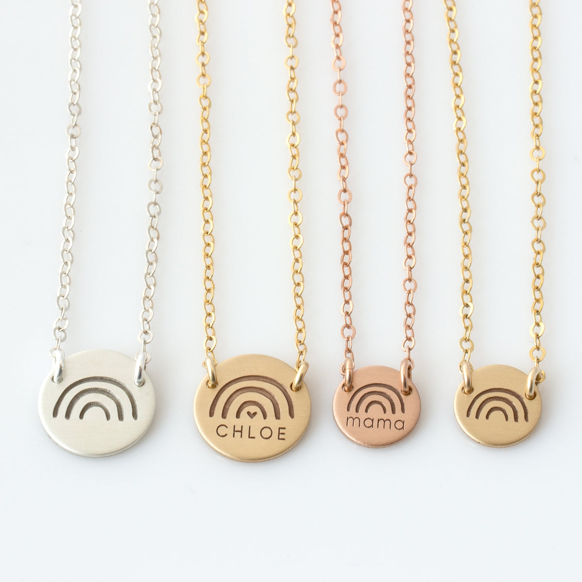 Personalized Rainbow Disc Necklace