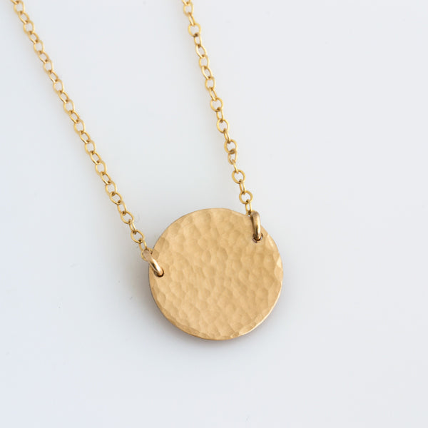 Hammered Two Hole Disc Necklace