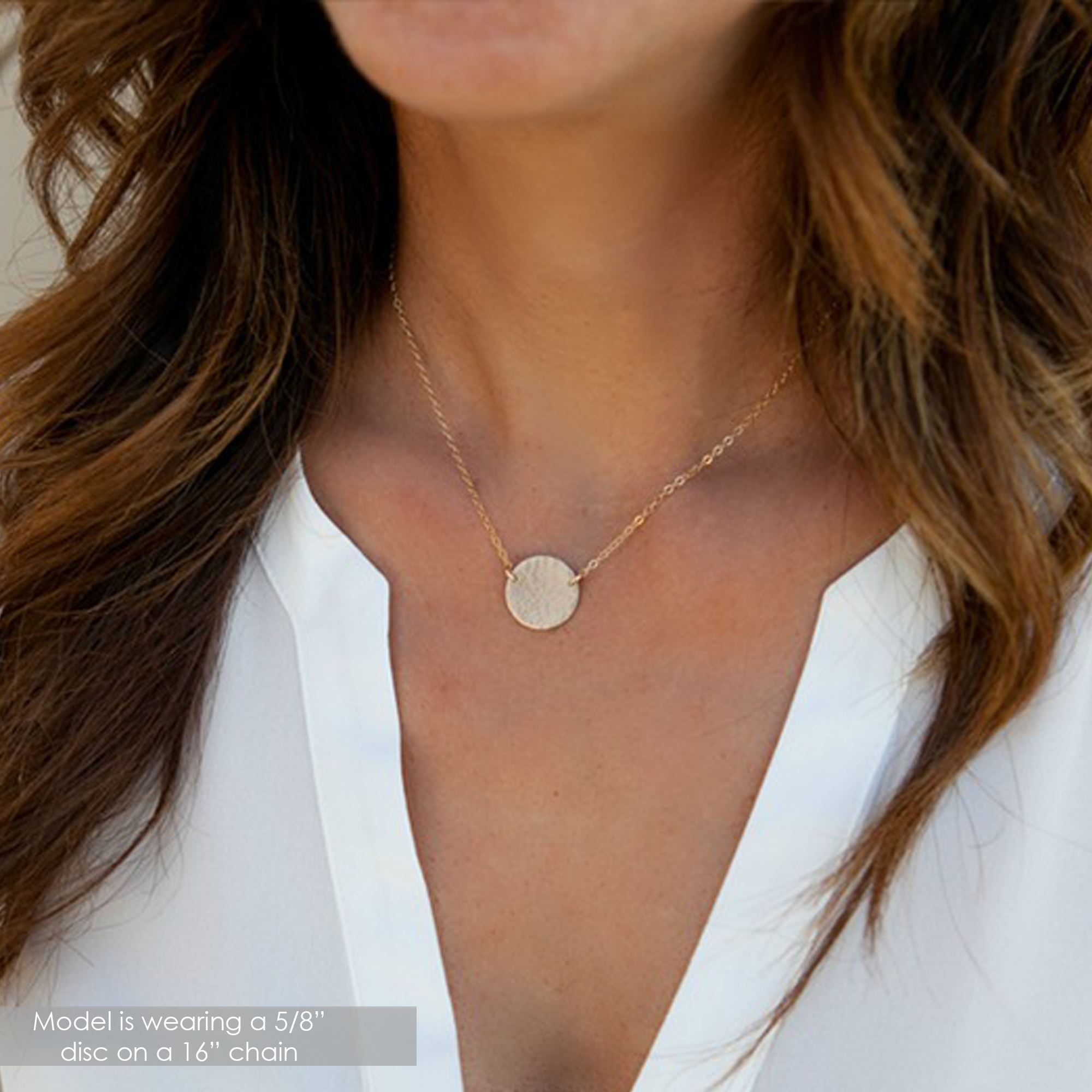 Hammered gold 2025 disc necklace