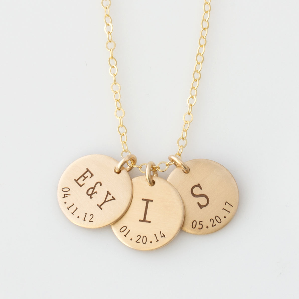 Half inch Wide Initial Disc • Additional Personalized Charms • Silver or Gold L / 14K Gold Filled
