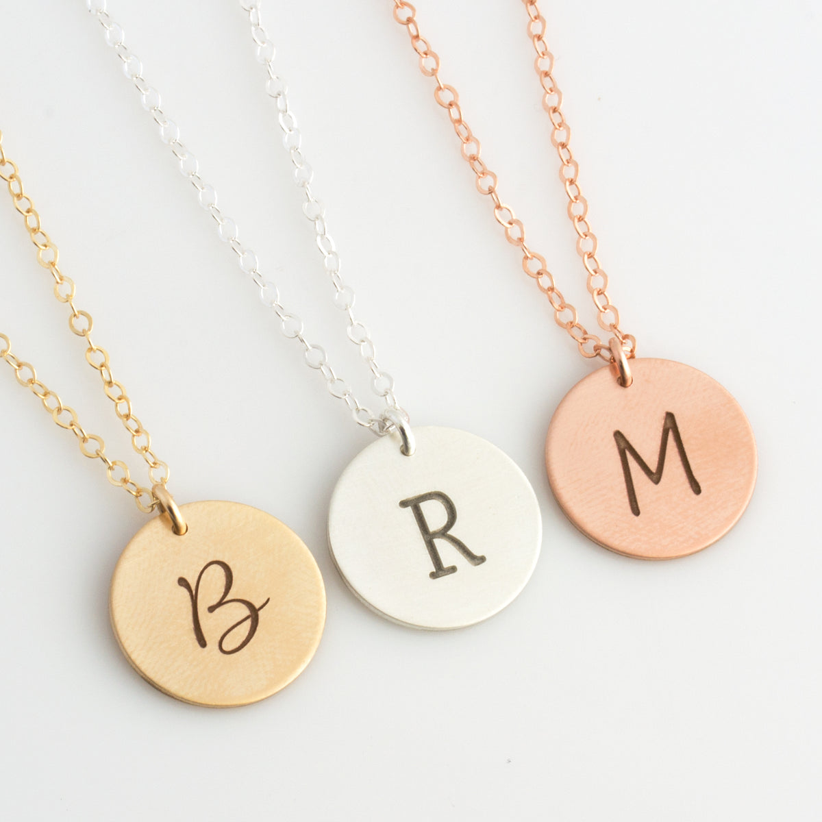 Large Initial Disc Necklace