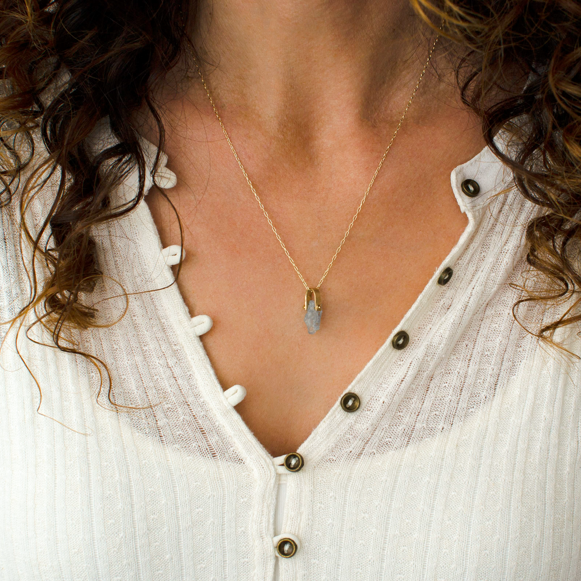 Large Suspended Raw Stone Necklace LEILA