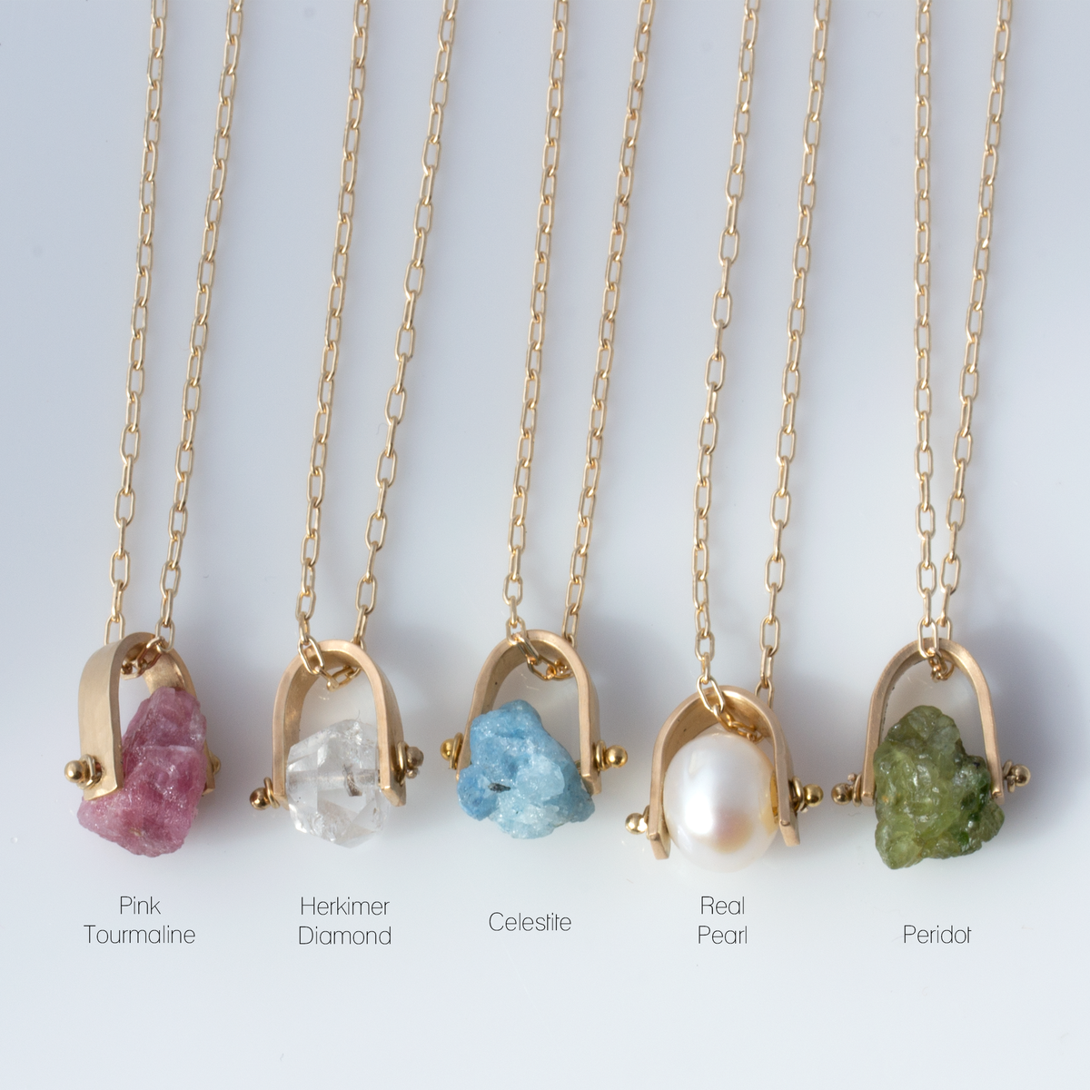 Small Suspended Raw Stone Necklace LEILA